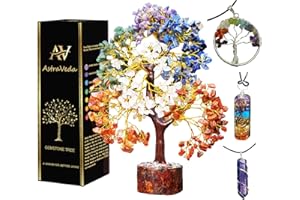 AstraVeda 500 Beads Large Chakra Tree, Tree of Life, Amethyst Pendant, Crystal Tree, Feng Shui Tree, Positive Energy Tree, Meditation Gift, Crystals and Stones, Spiritual Items
