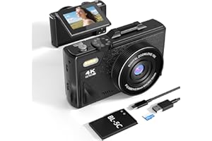 LIFEGOGO 64MP Compact Digital Camera for Photography: 4K Vlogging Camera for Youtube with 180° Flip Screen 32GB TF Card 18X Zoom Video Camera Fit Beginner Teenagers Travel -Black