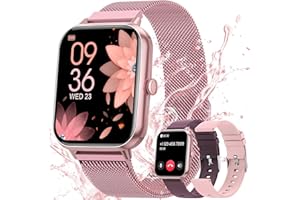 AIMIUVEI 2024 Smartwatch Donna Chiamate Bluetooth 5.3, 1.83" Orologio Smartwatch con 3 Cinturini 24H Cardiofrequenzimetro SpO2 Sonno Ciclo Mestruale 20+modalità Sport IP68 per iOS Android Rosa Regalo