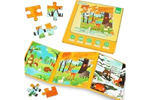 SOLTIRA Puzzles for Kids Ages 3-5 Girls 60 Pieces Travel Puzzles for Kids Age 4-6 Animal Airplane Car Road Trip Activities Games Toys 3 4 5 6 7 8 Years Old Girls and Boys Gift