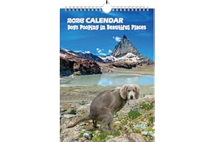 POPMANKO Dogs Pooping in Beautiful Places Calendar 2026, Funny Dogs Pooping Calendar Silly Gifts, Rude Christmas Birthday Secret Santa Ideas Wall Monthly Planner Presents for Men Women - A4