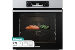 Hisense BI64213E4PX, Forno Multifunzione Termoventilato, Cavità XXL 77L, Pulizia Pirolitica, 13funzioni di cottura, Funzione pizza 300°C, Cottura AirFry, Display Led, Soft closing, Guide telescopiche