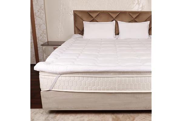 AVI Super Soft 500 GSM Microfiber Bed Mattress Topper for King Size 78x72 Inch All Season Comfortable Sleep 2 Inch Thick Mattresses Padding King Size -(White, 6.5x6 Feet, 4 Corners Elastic Band)