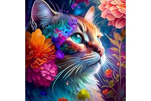Huacan Diamond Painting Katze Diamant Paintings Bilder Malerei Voll Runde Stickerei für Kinder Erwachsene Haus Wand Zimmer Dekor 30x40cm