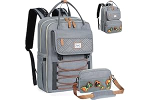 Tonyeee Personalisierte Wickelrucksack Rucksack- Abnehmbare Cross Body Flasche, Wickeltasche Reisen Essentials Baby Tasche mit Wickelauflage,Stylish Wickeltasche für Mama/Papa-Grau