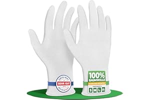 LAVAMED Baumwollhandschuhe aus 100% Baumwolle (Dermatest: Sehr Gut) weiße Handschuhe, weiche Textilhandschuhe für Handmasken, waschbare Stoffhandschuhe mit zertifizierter Hautverträglichkeit