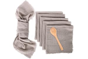 ELBOURN Table Cloth Napkins Set of 6, Fringe Cloth Napkin, Cloth Napkins 42 x 42 cm Cotton Napkins for Dinner, Daily Use, Wedding & Parties