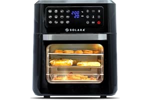 SOLARA 12L Air Fryer Oven for Home Kitchen, 1800W OTG Air Fryer Oven 12 Litre with 12 Presets, 9 Accessories, Grill, Roast, Bake, Reheat, AirFryer OTG, XX-Large, Recipe E-book, 1 Year Warranty, Black