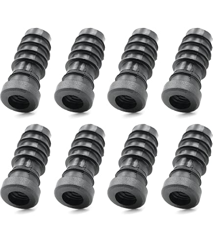 Verstellbarer Fuß Für 28 Mm Rohre – Gummi, M10-Gewinde, Einschlaghülse – Höhe 30–60 Mm – Für Rohrgestelle, Tische, Regale