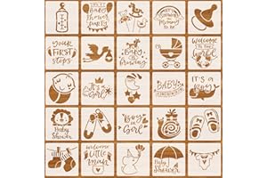ZONON 30 Stencil Baby Shower Modelli per Pittura a Tema Bambino Stencil Riutilizzabili per Baby Shower Simpatici Stencil per Pittura DIY per Arte e Artigianato Album di Ritagli (Stile Chic)