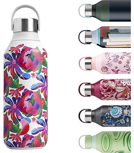 Chilly's Series 2 Flip-fles met sport-flip-deksel, telescopisch rietje en nylon draaglus - Gemakkelijke Flip-deksel, inclusief rietje- reinigingsborstel - 1000ml - Whale Blue