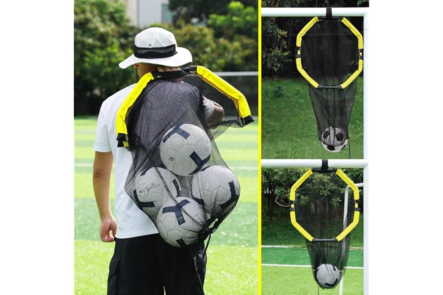 Happy Jump 3-in-1 Football Target Net and Portable Ball Bag, Easy to Attach Soccer Training Equipment with Upgraded Metal Tubes for Accuracy Practice