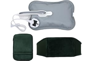 hYwecy Rechargeable Electric Hot Water Bottle with Soft Touch Belt and Warm Glove Bag,Hot Water Bag for Neck,Waist,Cramps,Shoulders Pain Relief