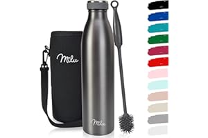 Milu Gourde en acier inoxydable 350 ml 500 ml, 750 ml, 1000 ml, 1,5 l – Bouteille isotherme, bouteille d'eau isolée, double paroi anti-fuite, convient aux acides carboniques (Gris, 750ml)