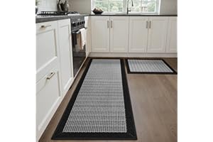 SIXHOME Black 50 * 80+50 * 150cm Kitchen Mats non slip Washable Modern Kitchen Absorbent and Stain-Resistant Kitchen Floor Runners