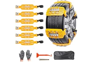 Ninonly Catena da Neve per Auto 6Pcs Universali Catene Auto di Emergenza Antiscivolo Catene da Neve Facili da Montare per Qualsiasi Pneumatico con Grandezza Compresa fra 165mm-265mm