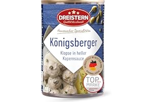 ‎DREISTERN DREISTERN Königsberger Klopse 400g I 4 Klopse in heller Kapernsauce I Herzhaftes Fertiggericht in recyclebarer Konservendose I Lange Haltbarkeit dank natürlicher Konservierung I Hausmacher Qualität