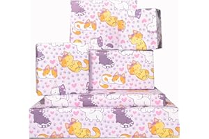 Central 23 - Fogli di Carta Regalo - Viola Fogli di Carta Regalo - Gatti e Cuori - 6 Fogli di Carta Regalo per Donne Ragazze e Bambine