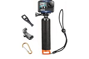 MIPREMIUM Waterproof Floating Hand Grip compatible with GoPro Hero 13 12 11 10 9 8 7 6 5 4 3 3+ 2 1 Session Black Silver Camera Handler & Handle Mount Accessories Kit for Water Sport and Action Cameras (Orange)