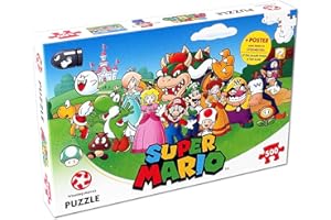 Winning Moves Super Mario and Friends 500 Piece Jigsaw Puzzle Game, piece together Mario, Luigi, Yoshi, Bowser and Toad, gift and toy for ages 10 plus