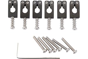 Musiclily Ultra 10,5mm stile PRS Tremolo Ponte Sellette in Ottone per Chitarra Elettrica stile Strat, Nero (Set di 6)