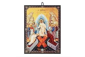 NKlaus ikon uppståndelse Jesus påsk 9,7 x 13,5 x 1,2 cm kristen ikon ortodox från Grekland 1023
