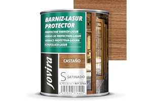 JOVIRA PINTURAS BARNIZ-LASUR PROTECTOR SATINADO (7 colores) Protege, decora y embellece todo tipo de madera (750 Mililitros, Castaño) D-05