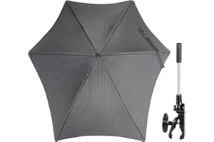 ZjRight Sombrilla Universal para Cochecito de Bebé, 70 cm Parasoles de Silla de Paseo con Revestimiento UV para Protección UV 50+, para Cochecito & Silla de Paseo - Gris Oscuro