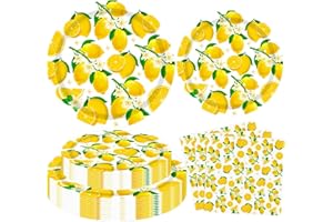 INSPIREYEE 120 Stück Zitrone Party Dekoration Zitronenteller Limonade Themed Birthday Party Supplies gelbe Zitronen Themed Geschirr-Zitrone Platte Zitrone Servietten