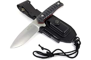 JEO-TEC Nº21: Couteau de Survie à lame fixe pour Camping Outdoor Bushcraft, Lame 11 cm inox Bohler N690C, Fodero, Fabriqué en Espagne