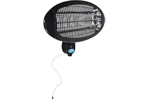 Prem-I-Air 2 kW Wall Mounted Patio Heater with 3 Heat Settings in Black. Electric Outdoor Garden Heating