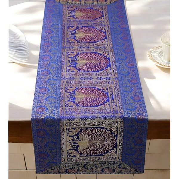 table runner 「天井格子」　帯リメイク　 正絹　長長尺 Buy YATHARV CREATIONS Traditional Brocade Silk Table Runner for