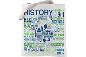 LEVLO America History Canvas Tote Bag Gift For History Teacher Student American History Shoulder Bag For History Lover