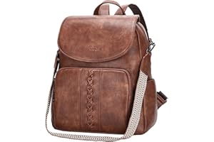 VASCHY Plecak torebka dla kobiet, modny uroczy wegański skórzany plecak z klapką kabriolet torebka dla kobiet z paskiem gitarowym