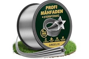 GREELIX Fil Débroussailleuse 3mm x 120m – Profil Étoile en Fil de Coupe Renforcé en Nylon pour Débroussailleuse et Coupe-Bordures, Coupe Nette