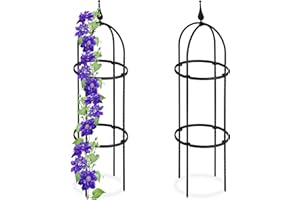 Relaxdays Trellis obélisque, Lot de 2, 85 m de Hauteur,pour Plantes grimpantes, en métal, Stable, Tour pour Rosier, Noir
