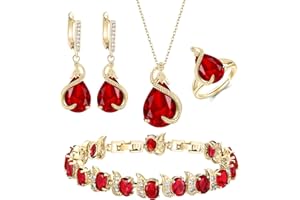 EVER FAITH Parure Bijoux 4PCS Ensemble Goutte d'eau Cubique Zircone Glamour Collier Boucles d'oreilles Bracelet de tennis et Anneau Ouvert pour Dames de Mariage Fête Clair Ton d'argent