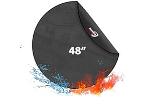 DOCSAFE Fire Pit Mat for Decking Heat Resistant Mat 48''(122CM) Round Protector Pad for Deck,Garden,Ground,Patio,Lawn,Wooden Floor,Camping,Foldable Fireproof Water Resistant Fire Pit Accessories Black