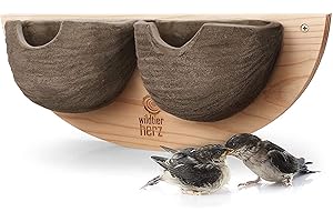 Wildtier Herz Casetta Uccellini Da Esterno - Nido Per Rondine 2 - Nido Uccelli - Forma Di Cesta Rovesciata, Molto Robusta, Ciotola Di Nidificazione - Casetta Uccelli Resistente