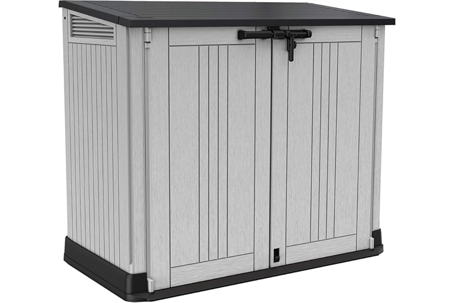 Keter Store It Out Nova Outdoor Garden Furniture Storage Shed Light Grey with Dark Grey Lid | Fade Free | All Weather Resistant | Safe and Secure | Zero Maintenance | 5 year Warranty