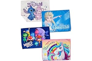 CLONDO Tovaglietta in Tessuto Bambina Set 4 Pezzi, Per Stitch Frozen Unicorno Inside Out Fan, 40x30cm, Pranzo, per il Tempo Libero e la Scuola, Pieghevole (Set 4 Pezzi Bambina)