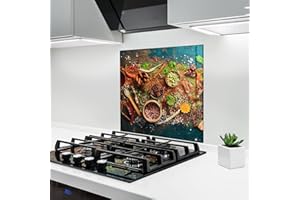 ARTHUB® Crédence de Cuisine en Verre 60x60 cm, Seasonings Mix | Protection Contre Les éclaboussures, Revêtement Mural en Carreaux, Plaque en Verre, Verre trempé, Aliments, Épices