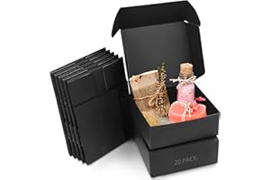 Kurtzy Karton Geschenkboxen Schwarz (20 Stk) – Schachteln 12 x 12 x 5cm Pappschachteln mit Deckel – Kraftpapier Geschenk Box zum Selber Aufbauen für Geschenke, Hochzeit, Party, Weihnachten