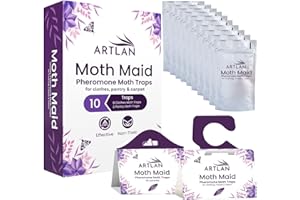 ARTLAN Moth Traps | 10 X Premium Pheromone Moth Traps | Moth Killer | Clothes Moth Killer | Anti Moth Traps sticky | 8 X Wardrobe/Carpet/Clothes Moth Traps | 2 X Pantry moth Trap | Moth Protection