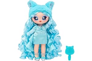 Na! Na! Na! Surprise Sweetest Gems, MARINA TEALSTONE, Bambola alla moda 19 cm, ispirata alla pietra preziosa Acquamarina, Capelli azzurri, vestito, berretto e spazzola, Da collezione, Età: 5+