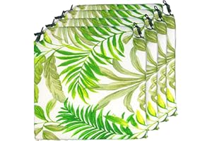 TIENDA EURASIA - Pack de 4 Cojines para Sillas, Estampado Tropical Green, con 2 Correas de Sujeción. Apto para Interior - Exterior. Medidas 40x40cm