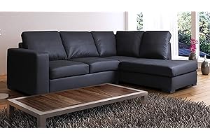 SOFAS AND MORE Venice Black PU Leather Right Hand Large corner Group Sofa Suite