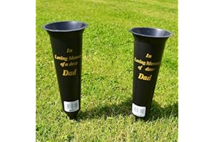 ANGRAVES Set of 2 Dad In Loving Memory Spiked Memorial Grave Flower Vases