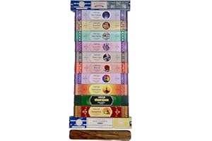 Vedmantra® Premium Assorted Pack Satya Nag Champa Super Hit Incense Stick 12 Packs x 15g Each+ Free Vedmantra Stick Holder For Meditation Yoga Relaxation (Satya Series A)