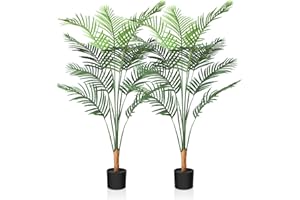 CROSOFMI Piante Finte Areca Palma 130 cm Piante Artificiali da Interno e Esterno Grandi Palma Finta Soggiorno Decorazioni Camera da Letto Balcone (2 PACK)